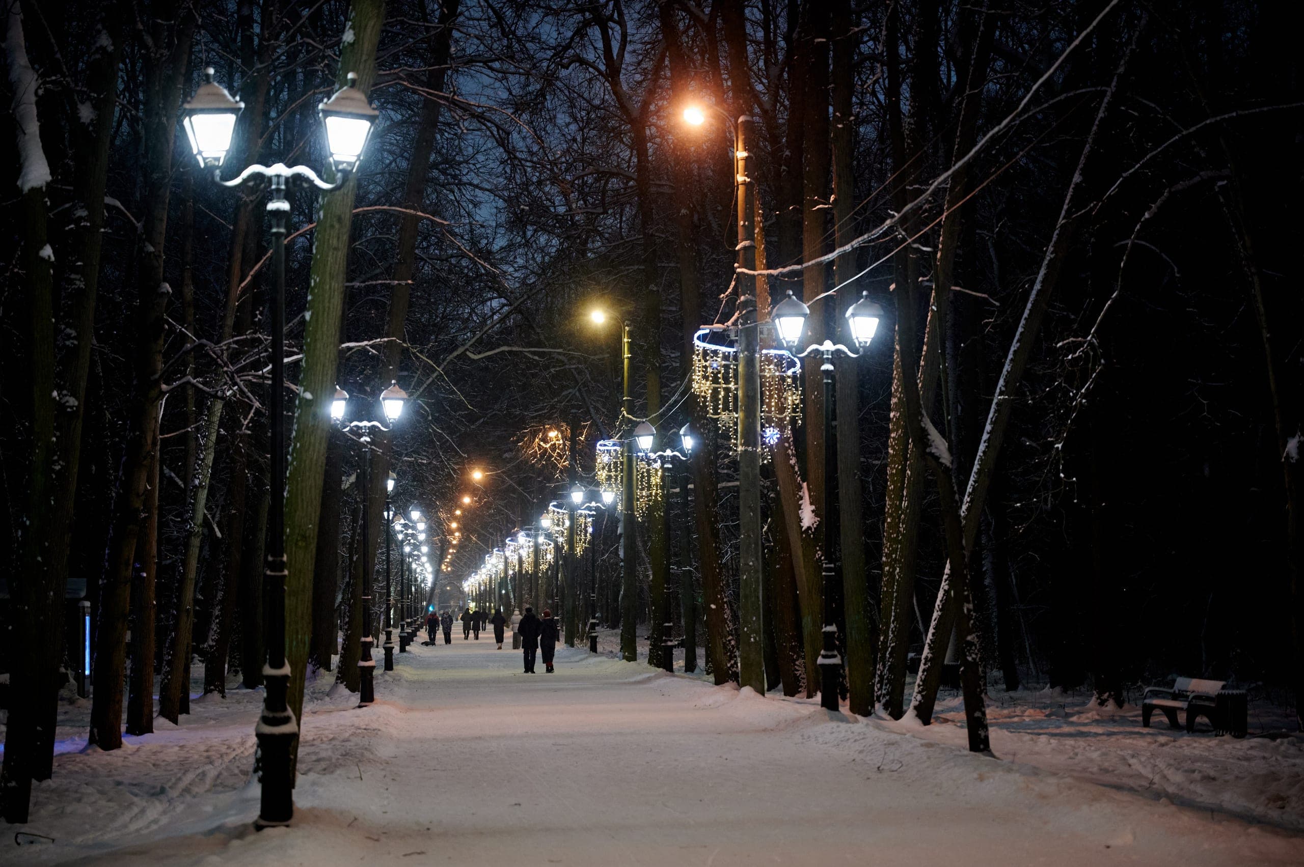 Световые кронштейны в парке Фили