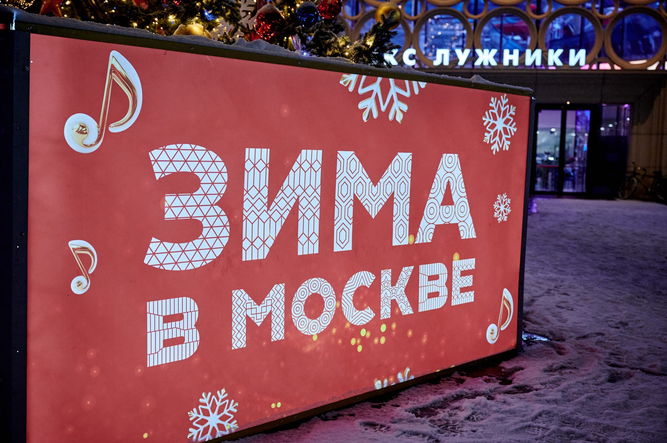 Световая новогодняя ель у катка «Южный полюс» в Лужниках