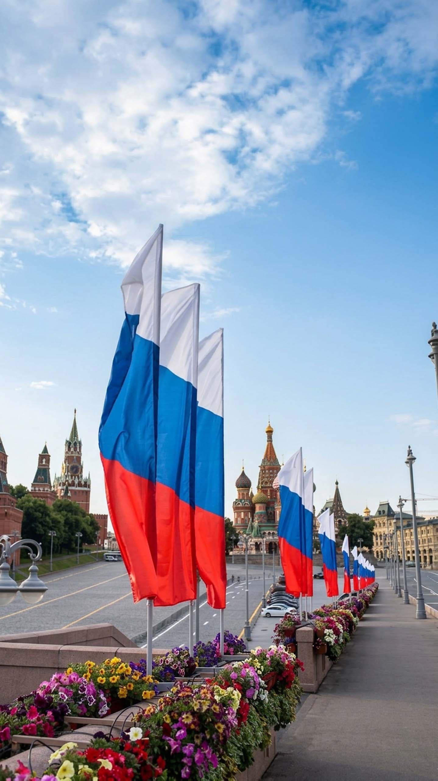Флаговый массив на Москворецком мосту