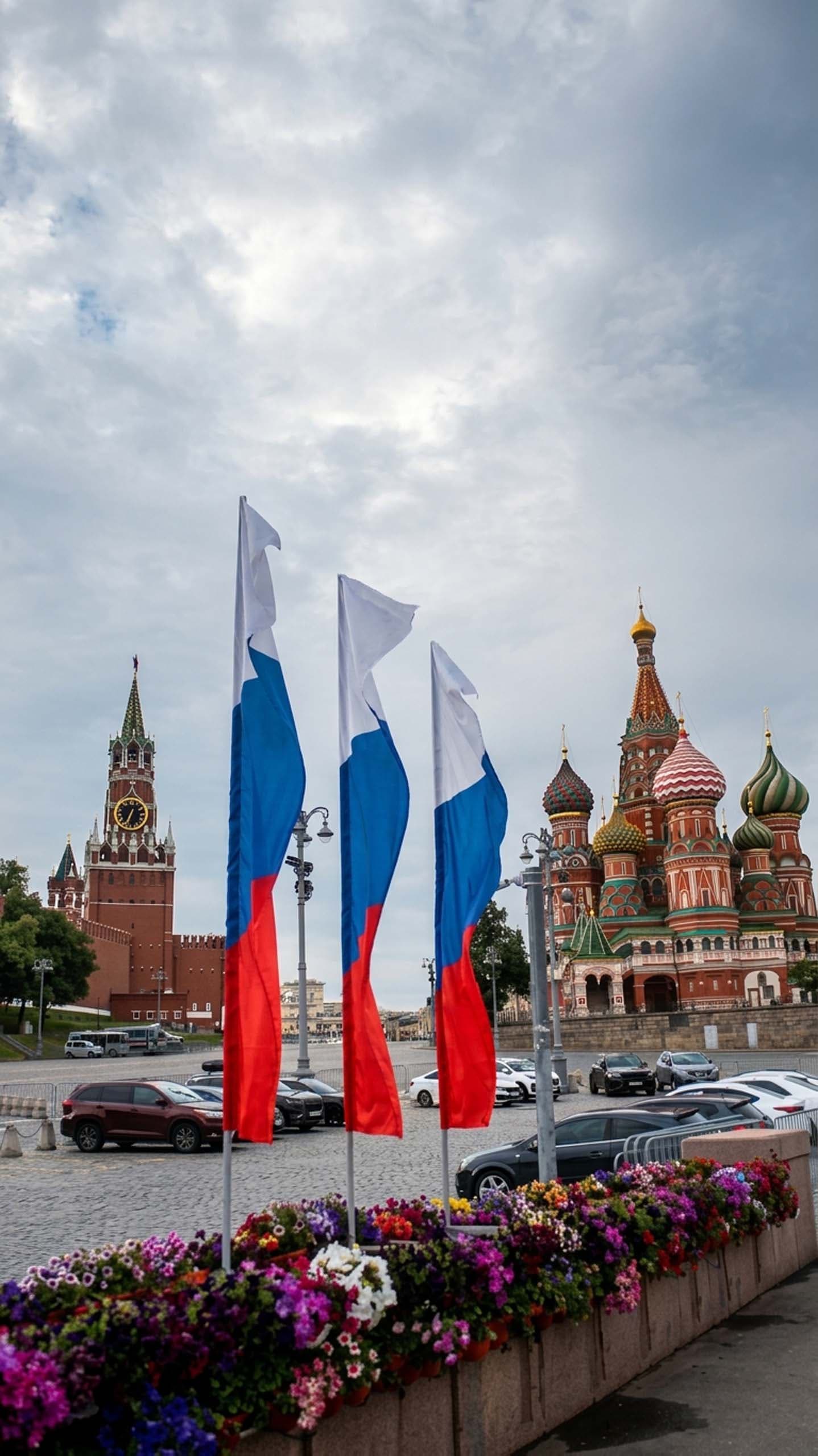 Флаговый массив на Москворецком мосту