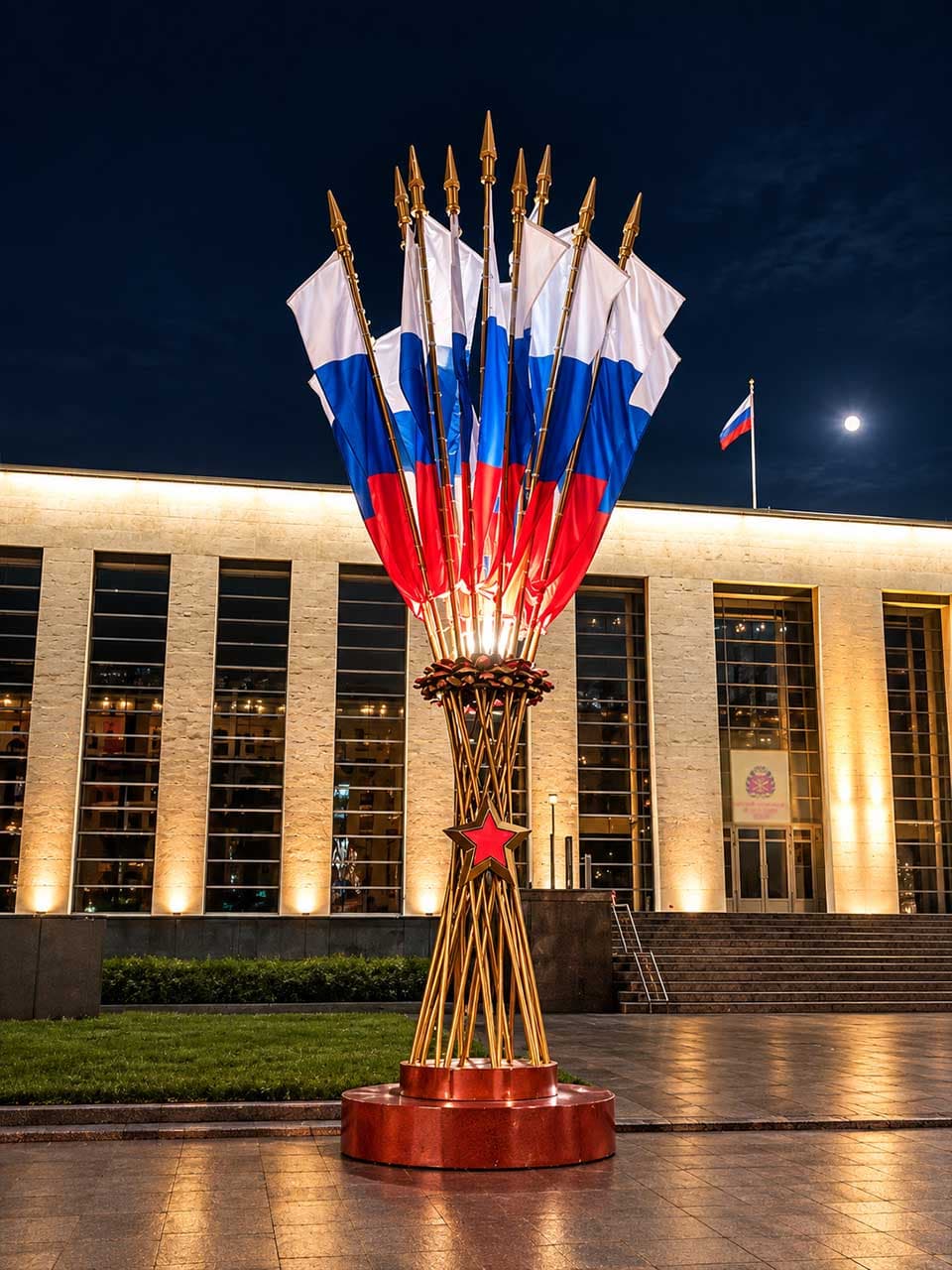 Флаговая инсталляция у Музея Российской армии